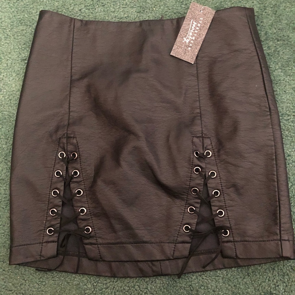 NEW Leather lace up skirt